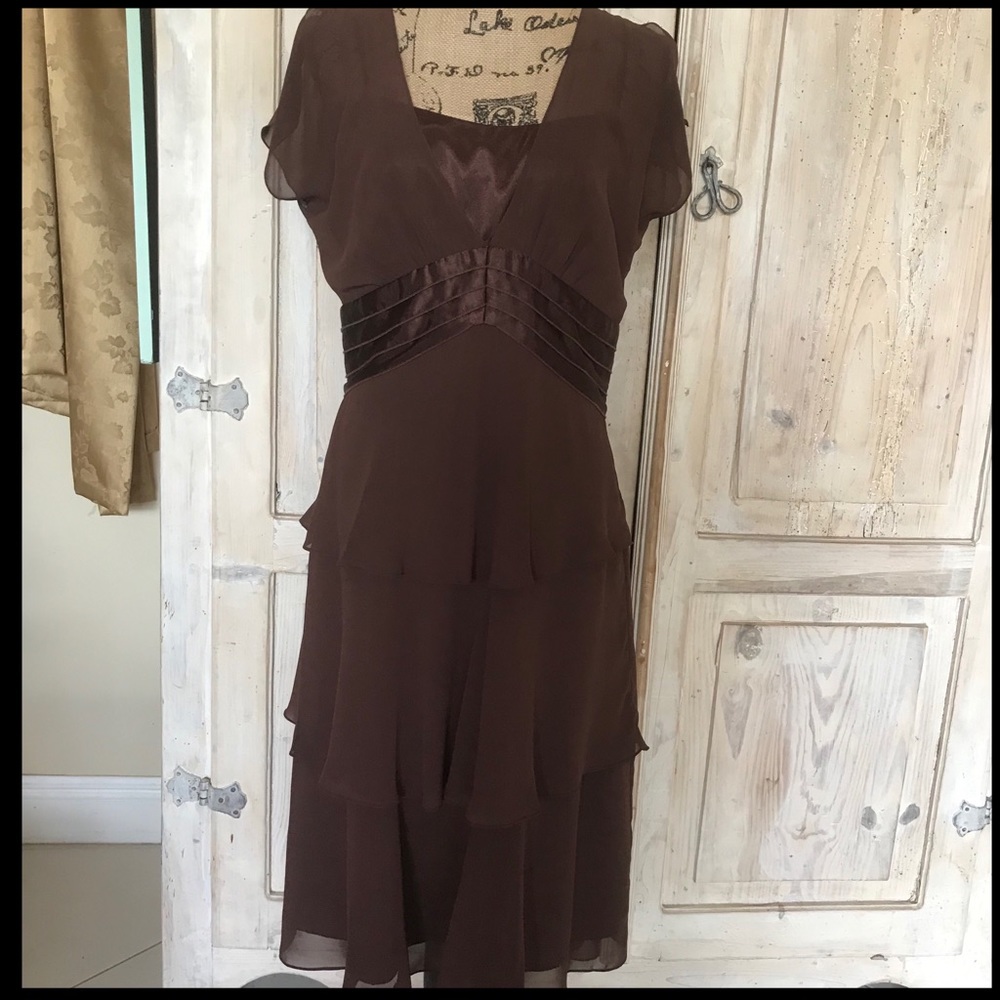 Formal, Chocolate Brown Dress, Flattering For Various Body Types.